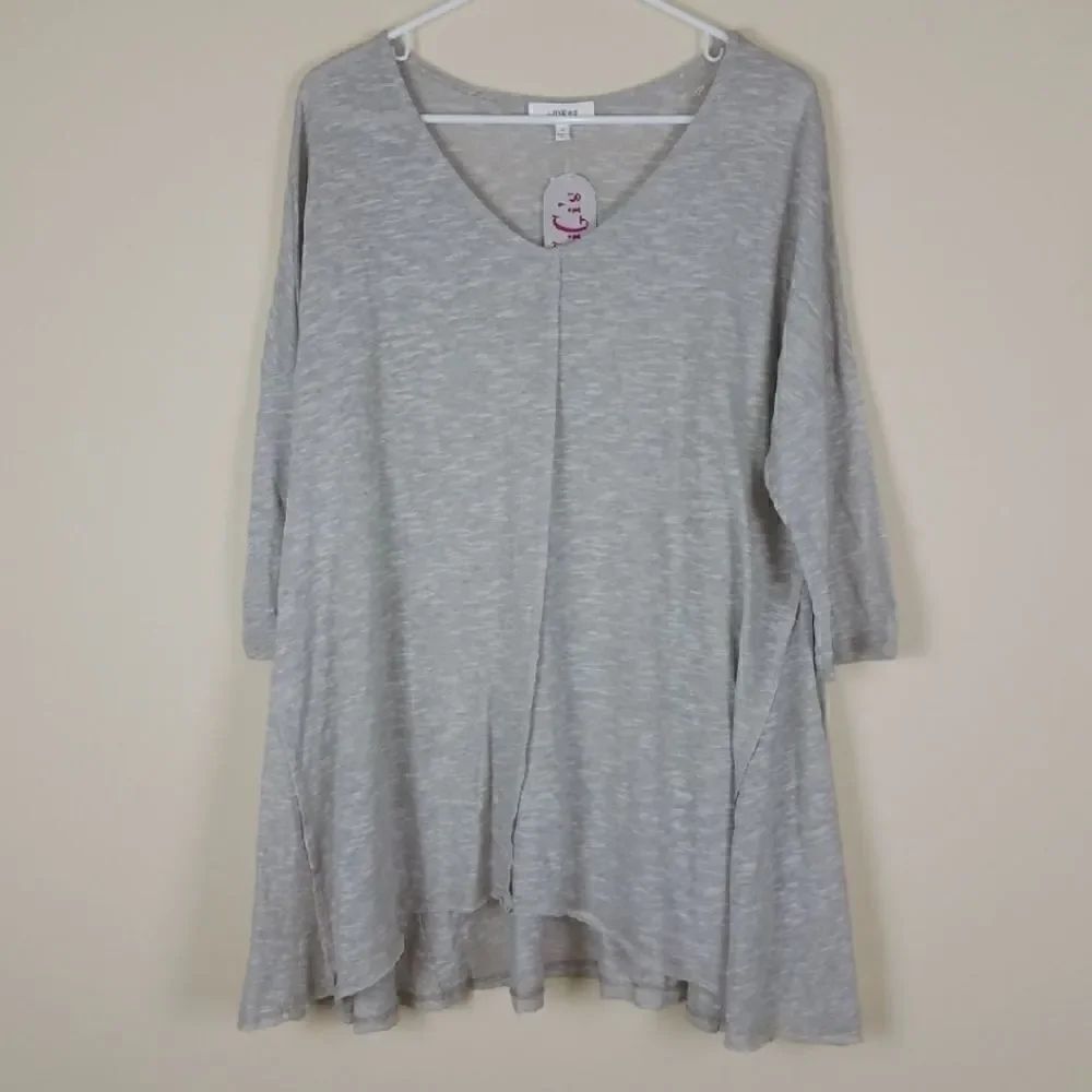 Umgee Gray Tan Reverse Hemline Tunic